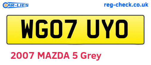 WG07UYO are the vehicle registration plates.