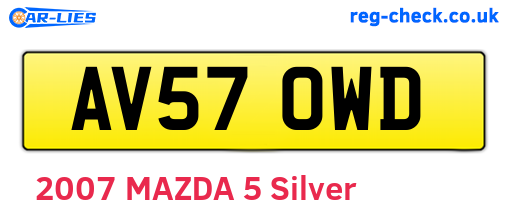 AV57OWD are the vehicle registration plates.