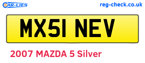 MX51NEV are the vehicle registration plates.