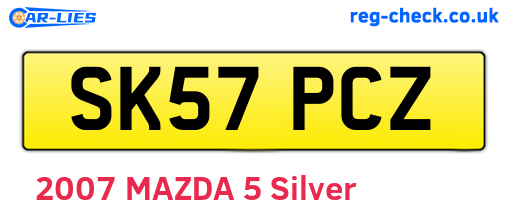 SK57PCZ are the vehicle registration plates.