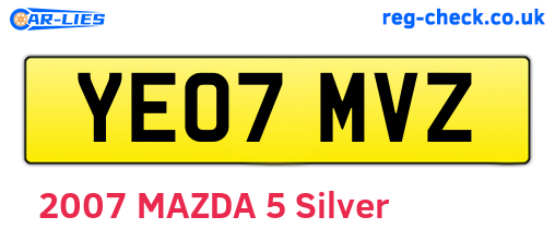 YE07MVZ are the vehicle registration plates.