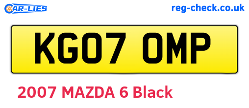KG07OMP are the vehicle registration plates.
