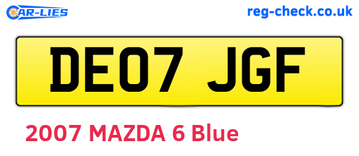 DE07JGF are the vehicle registration plates.