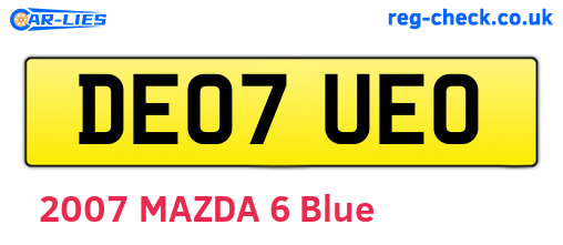 DE07UEO are the vehicle registration plates.