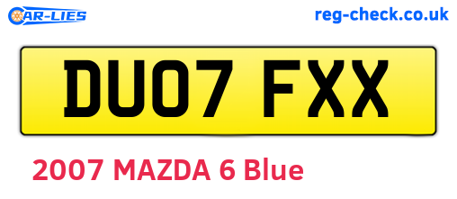 DU07FXX are the vehicle registration plates.