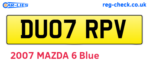 DU07RPV are the vehicle registration plates.