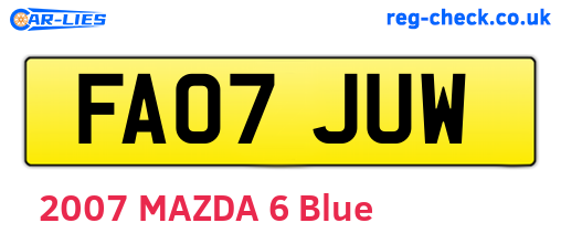 FA07JUW are the vehicle registration plates.