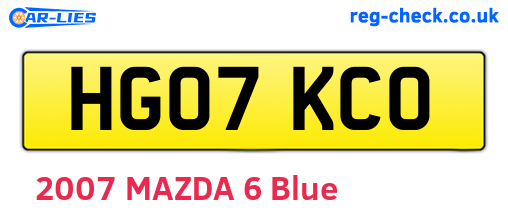 HG07KCO are the vehicle registration plates.