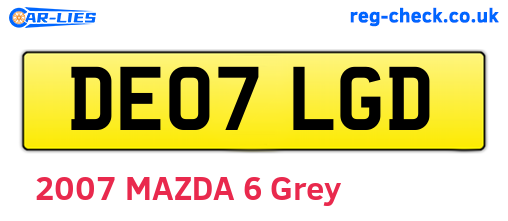 DE07LGD are the vehicle registration plates.