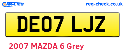DE07LJZ are the vehicle registration plates.