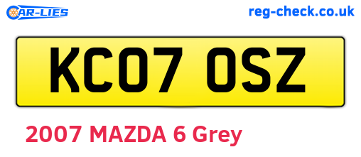 KC07OSZ are the vehicle registration plates.
