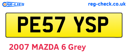 PE57YSP are the vehicle registration plates.