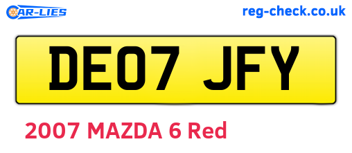 DE07JFY are the vehicle registration plates.