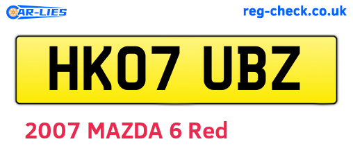 HK07UBZ are the vehicle registration plates.