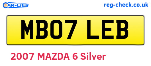 MB07LEB are the vehicle registration plates.