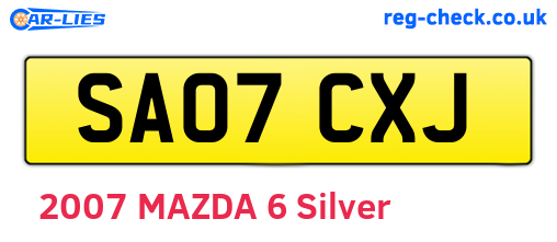 SA07CXJ are the vehicle registration plates.
