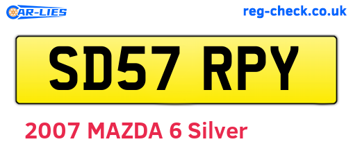 SD57RPY are the vehicle registration plates.