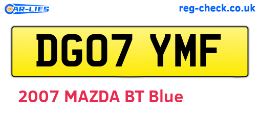 DG07YMF are the vehicle registration plates.