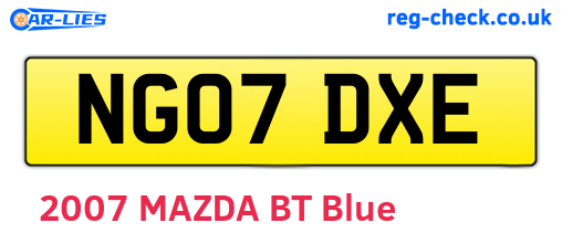 NG07DXE are the vehicle registration plates.