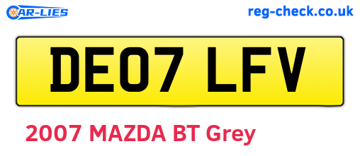 DE07LFV are the vehicle registration plates.