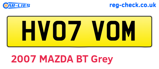 HV07VOM are the vehicle registration plates.