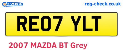 RE07YLT are the vehicle registration plates.