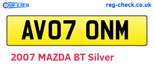 AV07ONM are the vehicle registration plates.