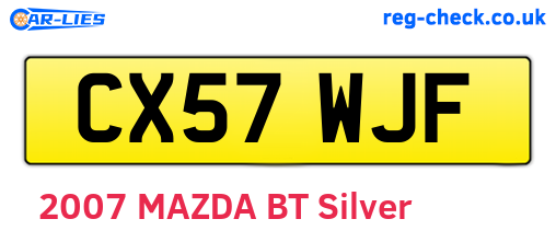 CX57WJF are the vehicle registration plates.