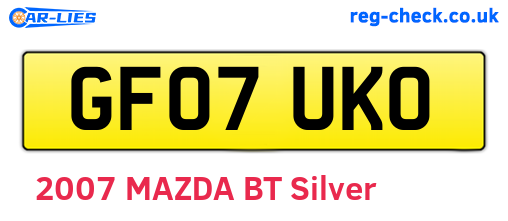 GF07UKO are the vehicle registration plates.