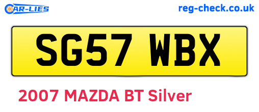 SG57WBX are the vehicle registration plates.