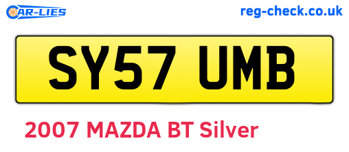 SY57UMB are the vehicle registration plates.