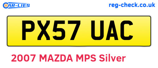 PX57UAC are the vehicle registration plates.