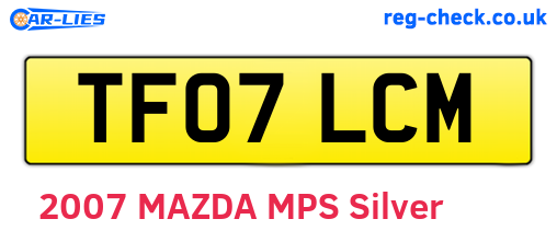 TF07LCM are the vehicle registration plates.