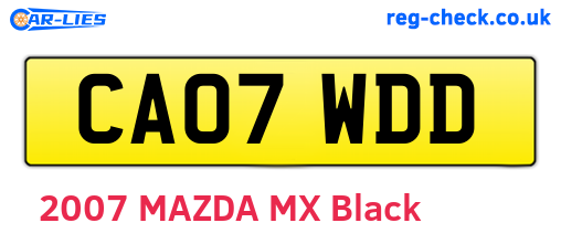 CA07WDD are the vehicle registration plates.