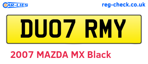 DU07RMY are the vehicle registration plates.
