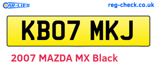 KB07MKJ are the vehicle registration plates.