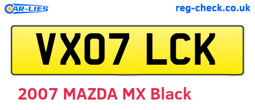 VX07LCK are the vehicle registration plates.