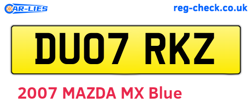 DU07RKZ are the vehicle registration plates.