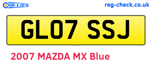 GL07SSJ are the vehicle registration plates.