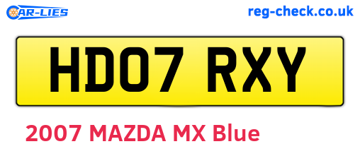 HD07RXY are the vehicle registration plates.