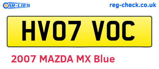 HV07VOC are the vehicle registration plates.