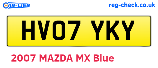 HV07YKY are the vehicle registration plates.