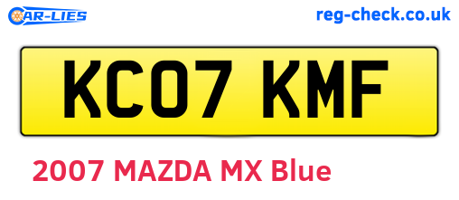 KC07KMF are the vehicle registration plates.