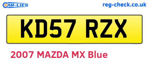 KD57RZX are the vehicle registration plates.