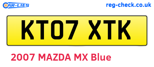 KT07XTK are the vehicle registration plates.