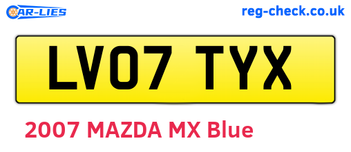 LV07TYX are the vehicle registration plates.