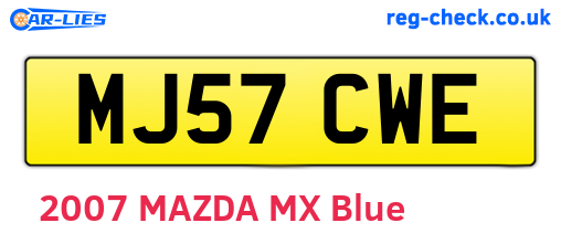 MJ57CWE are the vehicle registration plates.