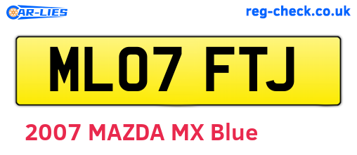 ML07FTJ are the vehicle registration plates.