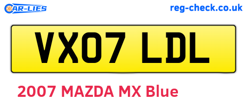VX07LDL are the vehicle registration plates.
