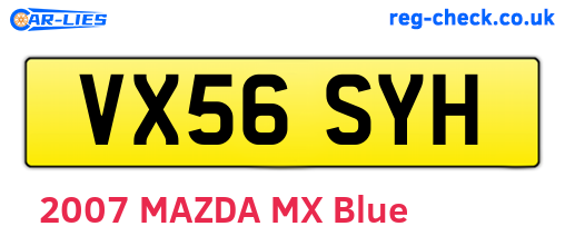 VX56SYH are the vehicle registration plates.